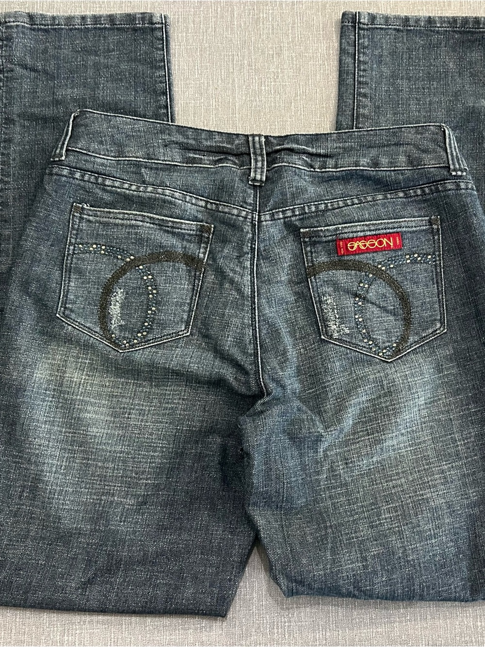 Vintage SASSON Women's Jeans  Straight Leg Hustle Bling Pockets Distressed Sz 10 - Picture 3 of 6